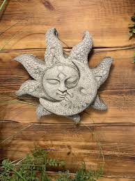 Stone Garden Sun Moon Face Wall Plaque