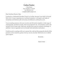Custodian Cover Letter Under Fontanacountryinn Com