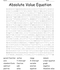 Absolute Value Equation Word Search