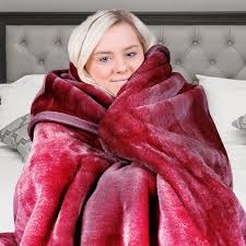 red queen size faux fur mink blanket
