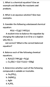 solved 1 what is a chemical equation