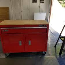 mobile workbench with solid wood top