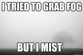 i tried to grab fog but i mist - punny mist - quickmeme