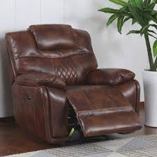 power recliner brown leather gel