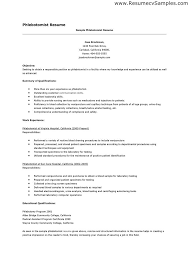Phlebotomy Resume Objective Resume Cover Letter Samples For
