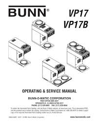 Every coffee maker is different, so make sure you set up your bunn coffee maker properly the bunn coffee maker is easy to use and can be placed in any corner of your house or kitchenette and is attached to an external power supply. Bunn Vp17 2 User Manual The Coffee Bump