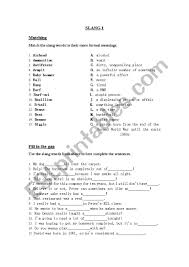 slang words 1 10 esl worksheet by