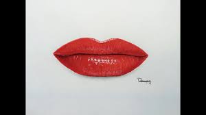 how to draw glossy red lips you