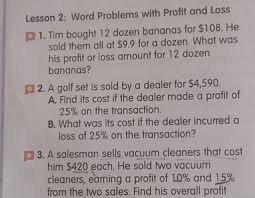 lesson 2 word problems with profit and