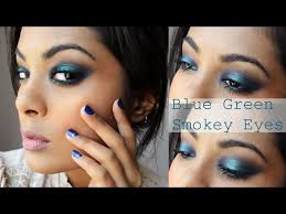 pea blue green smokey eyes makeup