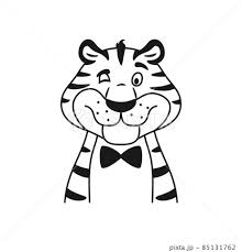 white outline winking tiger portrait
