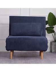 aspen single sofa bed denim blue fabric