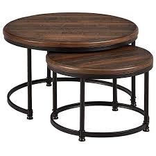 Beam Wood And Metal Nesting Tables