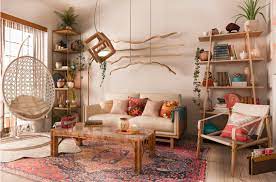 boho persian rug living room interior
