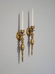 Tall Brass Sconces Wall Candleholders