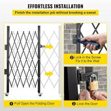 Vevor Single Fold Security Gate 48 In H X 37 In W Steel Accordion Security Gate With Padlock 360 Rolling Garden Fence Black