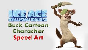 Scrat, trying to bury his acorn, accidentally activates an abandoned alien ship that takes him into deep space. Speed Art Ice Age Collision Course Buck Cartoon Character Art Talent Youtube