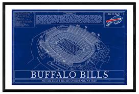 Unique Nfl Football Stadium Blueprints Art Buffalo Bills