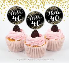 Milestone Birthday Decorations 40th Birthday Cupcake Toppers 40th  gambar png