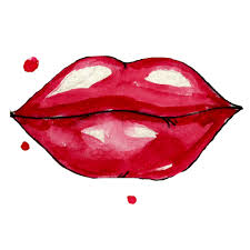 watercolor red lips hand painted