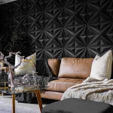 Art3dwallpanels Star Design Series 19 7 In X 19 7 In 12 Panels Black Embossed Decorative Wall Panel
