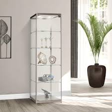 Silver Glass Display Cabinet With 2 Led Lights Various Sizes And Colours Available Silver 600mm