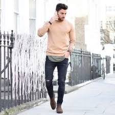 One more idea for creating formal looks is combination of a shirt, a vest, a classic jacket and black straight trousers. 10 Dark Brown Chelsea Boots Ideas Mens Outfits Urban Fashion Mens Fashion