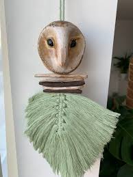 Owl Ceramic Wall Hanging Macrame