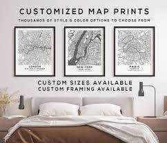Any City Map Print Set Of 3 City Maps