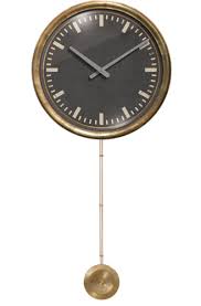 Mid Century Slate Long Pendulum Wall Clock By Trademark Time