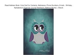 Read Address Book Cute Owl For Contacts Addresses Phone Numbers E