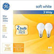Ge Soft White 3 Way 50 100 150 Watt A21 Incandescent 2 Pack Walmart Com Walmart Com