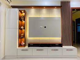 White Plywood Tv Wall Unit For Hotel