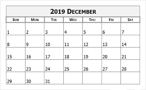 December 2019 Printable Calendar Templates Calendar Niche Templates