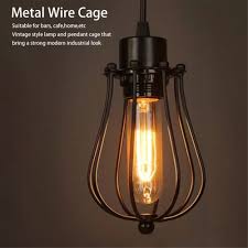 Us 6 61 25 Off Vintage Lamp Covers Metal Wire Shades Antique Pendant Led Bulb Chandelier Cage Industrial Ceiling Hanging Guard Cafe Bars Lamp In
