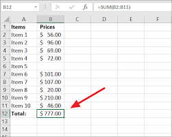 how to total a column in excel