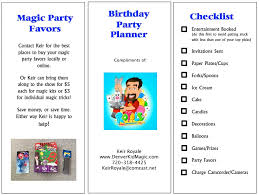 Free Printable Birthday Party Planner Denver Magician For