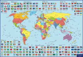 Discover World Map And Flags Educational Wall Chart