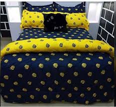 blue and yellow duvet set from