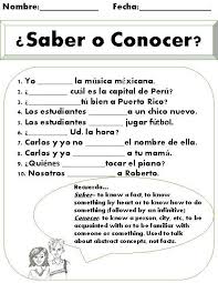 Saber Vs Conocer Worksheet Spanish Worksheets Spanish