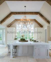 kitchen vaulted ceiling with wood beams