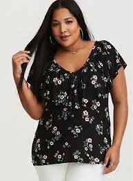 Torrid Womens Black Floral Lattice Ruffle Tee Blouse Top Shirt Plus Size 5 28 Ebay