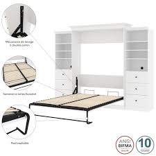 bestar versatile 115 queen wall bed kit in white six drawers