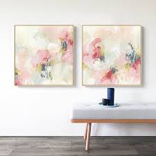 Wall Art Pink Garden 2 Sets Canvas