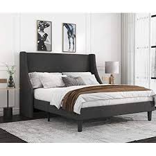 deluxe wingback upholstered bed frame