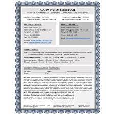 alarm system insurance certificate