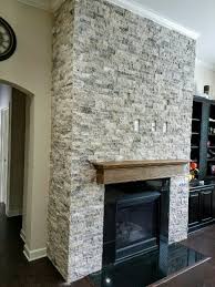 stone tile backsplash for fireplace