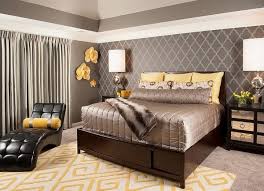 grey and yellow bedroom interior