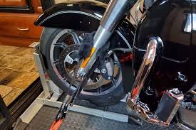 motorcycle wheel chock for toy hauler