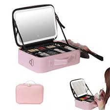 travel makeup bag with led mirror